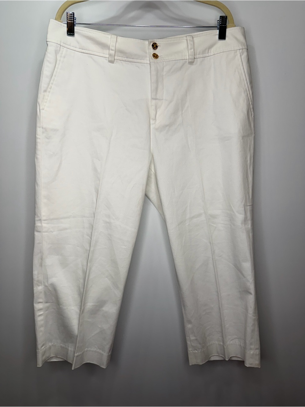 Chaps White Cotton Cropped Wide Leg Capri Pants Size 14 - Picture 2 of 9